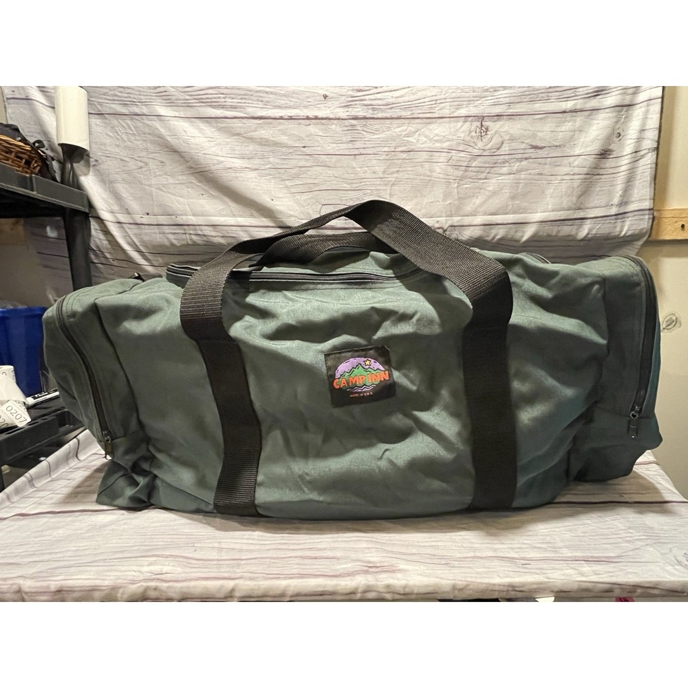 Vintage Camp Inn Cordura Made In USA Dark Blue Travel Duffel Bag 29x12x12